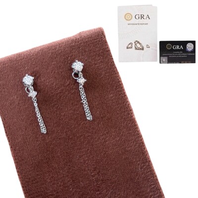 Foto Brinco fio dois solitarios moissanite 0.8ct (4mm) prata925