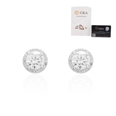 Foto Brinco joia solitário com volta cravejada moissanite 1.74ct(8mm) prata925
