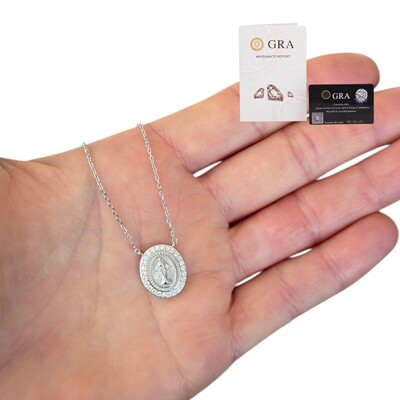Foto Colar joia medalha nossa senhora das graças moissanite 0.009ct prata925