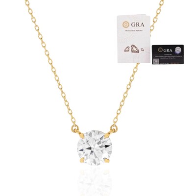 Foto Colar joia solitário ponto de luz 1.73ct (8mm) moissanite prata925
