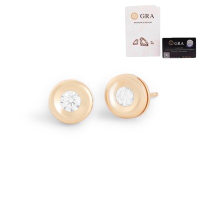 Foto Brinco joia botão solitário moissanite 1.55ct (8mm) prata925 ouro18k
