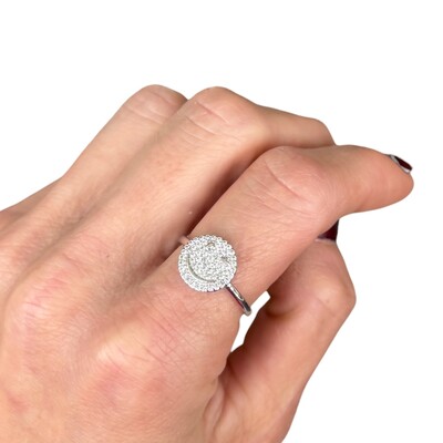 Foto Anel smile face cravejado regulável rodio