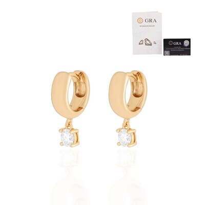 Foto Brinco argola click solitário ponto de luz moissanite 4mm 0.30ct banho de ouro 18k