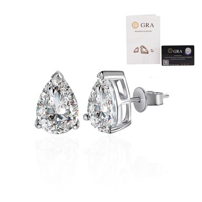 Foto Brinco joia gota solitário com moissanite 3.44ct (7mm) prata925