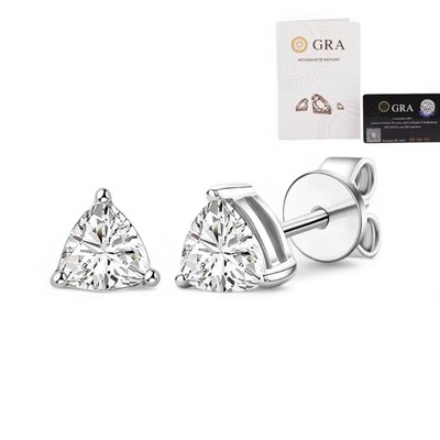 Foto Brinco solitário trillion moissanite 2.4ct (7mm) em Prata925