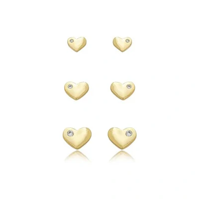 Foto Trio de brincos coração com solitario delicado ouro18k (escolha o tamanho)