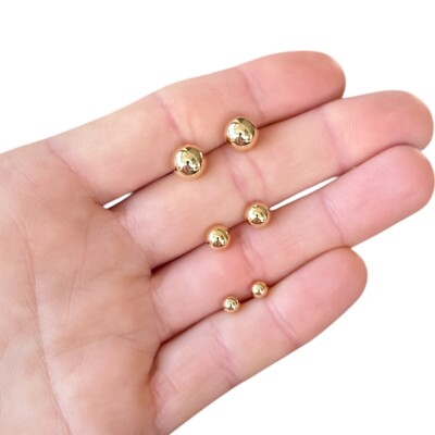 Foto Brinco minimalista bolinha esfera ouro18k (escolha o tamanho)