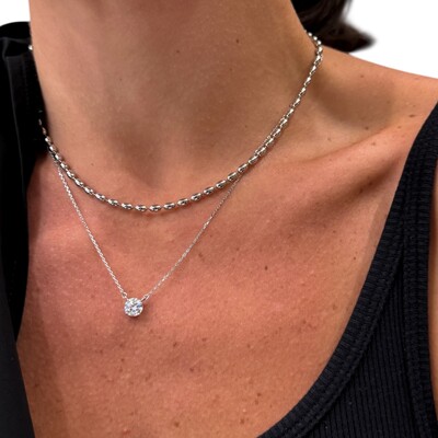 FotoColar joia solitário ponto de luz 1ct (6,5mm) moissanite prata925