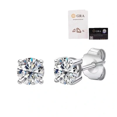 Foto Brinco joia solitário moissanite ponto luz 1.2ct (7mm) prata925