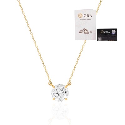 Foto Colar joia solitário ponto de luz 0.96ct (6,5mm) moissanite prata925