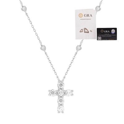 Foto Colar joia moissanite crucifixo com solitarios ponto luz prata925 3.6mm