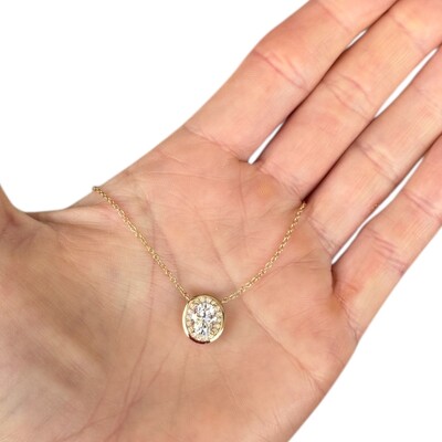 Foto Colar joia oval pedra natural legítima prata925 ouro18k