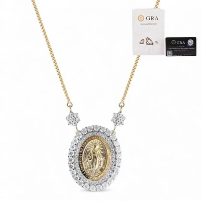 Foto Colar joia medalha nossa senhora das graças moissanite com florzinhas prata925 ( escolha o tamanho)