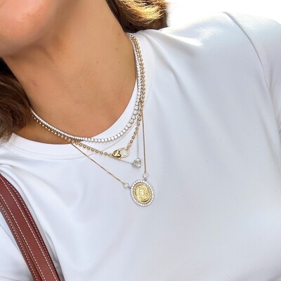 Foto Colar corrente bolinhas com mosquetão ouro18k