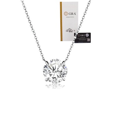 Foto Colar joia solitário ponto de luz 2ct (8mm) moissanite prata925