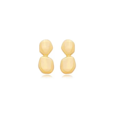 Foto Brinco dois ovais organicos 2cm ouro18k