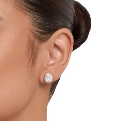 Foto Brinco joia oval com volta cravejada moissanite 4.26ct prata925