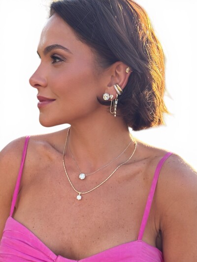 FotoBrinco joia argola click com fio removível luxo prata925 ouro18k