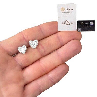 Foto Brinco coração solitário volta cravejada moissanite 1ct (7mm) prata925