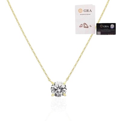 Foto Colar joia solitário ponto de luz 0.44ct (5mm) moissanite prata925