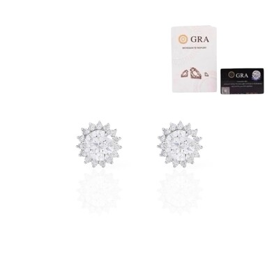 Foto Brinco joia solitário com volta cravejada moissanite 1.12ct (5mm) prata925