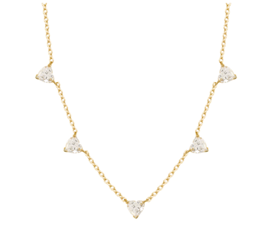 Foto Colar joia corações 4mm moissanite corrente delicada