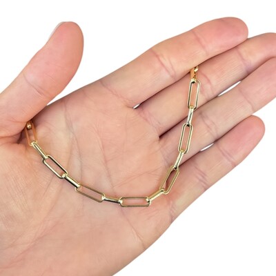 Foto Colar e choker elos clássicos achatados ouro18k