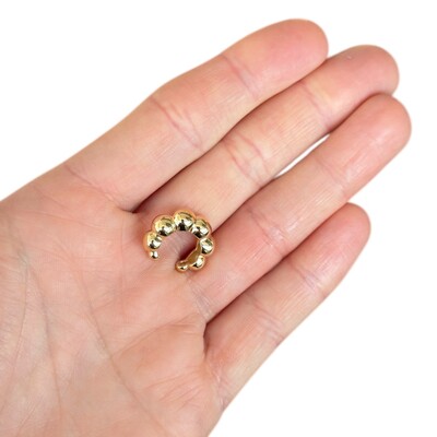 Foto Brinco piercing bold tubo bolinhas ouro18k