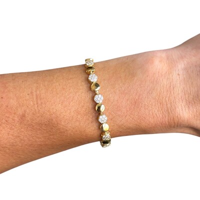 Foto pulseira riviera bolinhas lisas e cravejadas