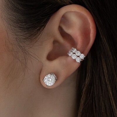 Foto Brinco peça solitário moissanite 4ct 8mm prata925