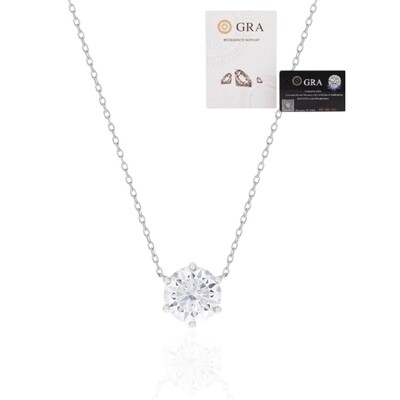Foto Colar joia solitário ponto de luz 1ct (6,5mm) moissanite prata925