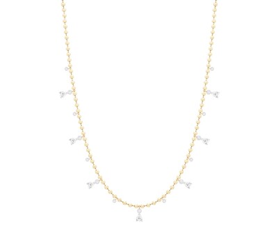 Foto Colar joia bolinhas com gotas e solitários luxo prata925 ouro18k