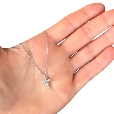 Foto Colar joia crucifixo moissanite 0.063ct prata925
