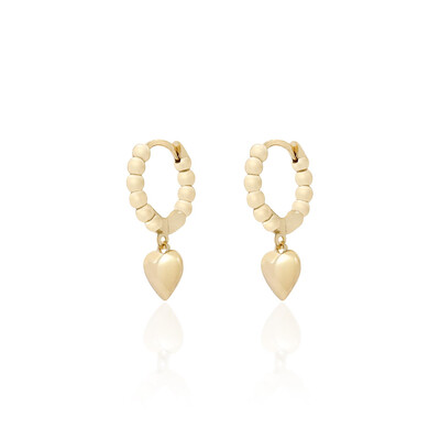 Foto Brinco joia argola click bolinhas com coração prata925 ouro18k