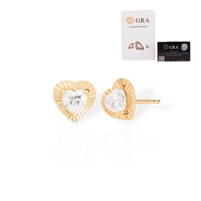 Foto Brinco joia solitário coração moissanite 1ct(5mm) com borda prata925