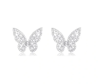 Foto Brinco joia borboleta cravação brilhante e baguete prata925 1cm2mm