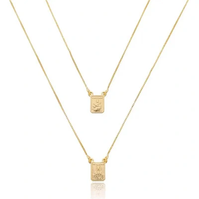 Foto Colar escapulário quadrado delicado ouro18k