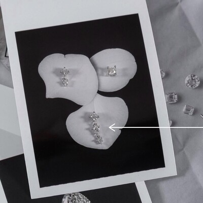 Foto brinco fio três solitarios moissanite 0.73ct (3.5mm) três garras prata925