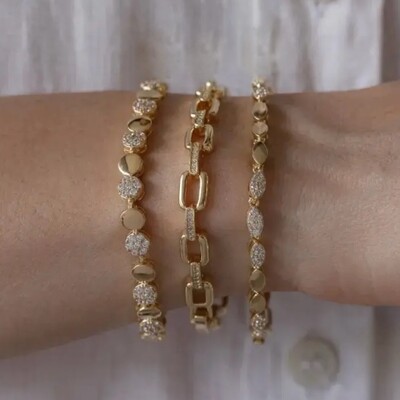 Foto pulseira riviera bolinhas lisas e cravejadas