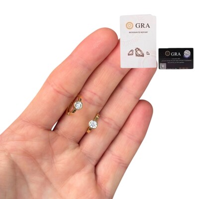 Foto Brinco argola 11mm joia moissanite com solitário cravação inglesa 0.46ct prata925 ouro18k