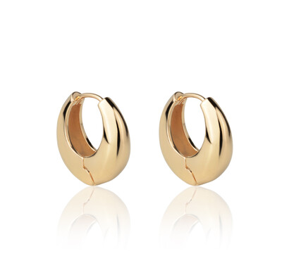 Foto Brinco argola click canoa lisa banho de ouro18k