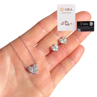 Foto Brinco coração illusion moissanite 8mm 1.23ct prata925