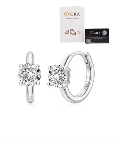 Foto Brinco argola com solitário ponto de luz moissanite 0.91ct prata925