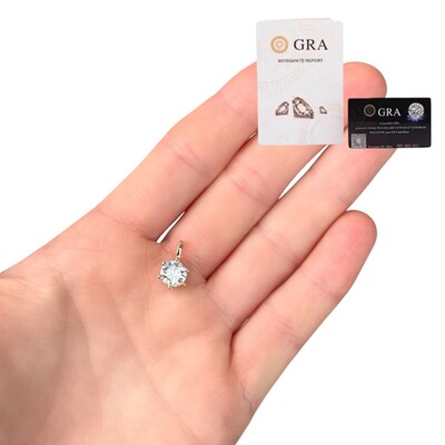 Foto Pingente joia solitário ponto luz moissanite 7mm prata925 ouro18k