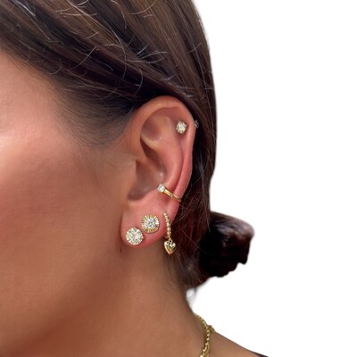 FotoBrinco joia argola click bolinhas com coração prata925 ouro18k