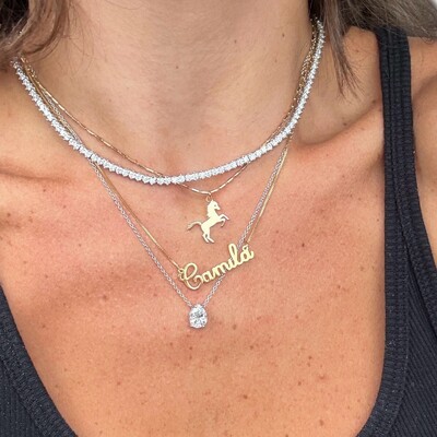 FotoColar joia solitário gota 1.72ct (7mm) moissanite prata925