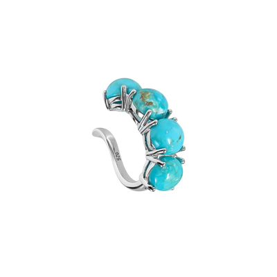 Foto Brinco piercing de encaixe regulável turquesa natural prata925