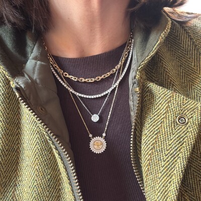 FotoColar joia medalha divino espirito santo moissanite 1.14ct prata925 ouro18k