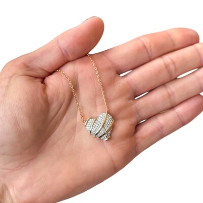 Foto Colar coração luxo com solitário cravação inglesa prata925 ouro18k