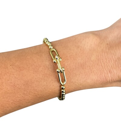 Foto Pulseira boho bolinhas com elos tif. ouro18k